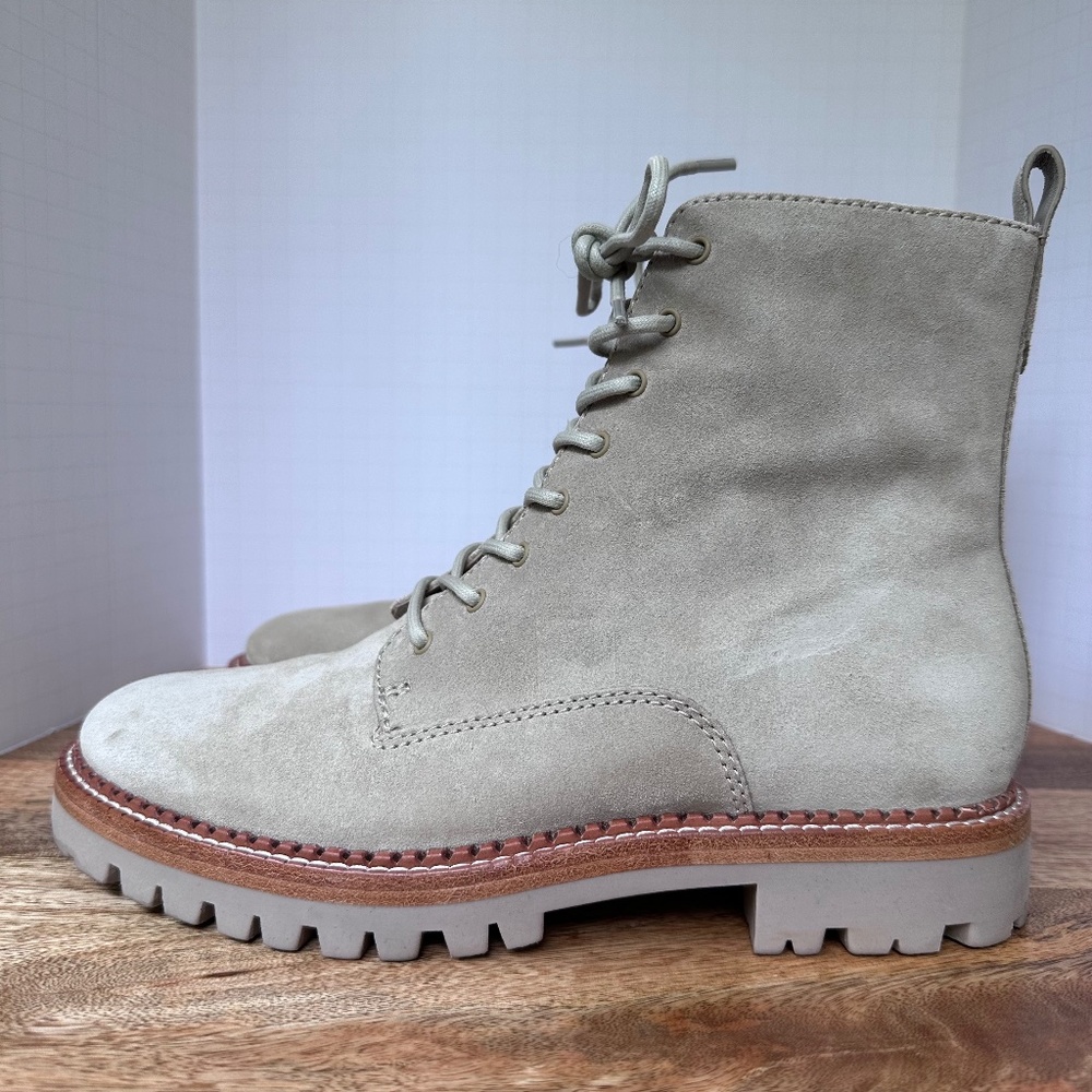 Vince. Cabria Suede Lug Boots Cobblestone size 7.5 EUC